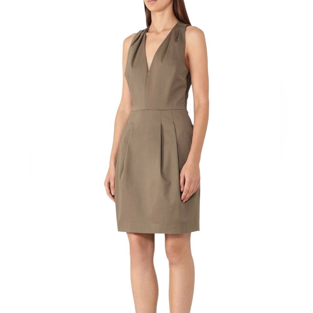 Reiss Rakele Tan Tailored Dress - Women's Size 10 - Quiet Luxury Old Money